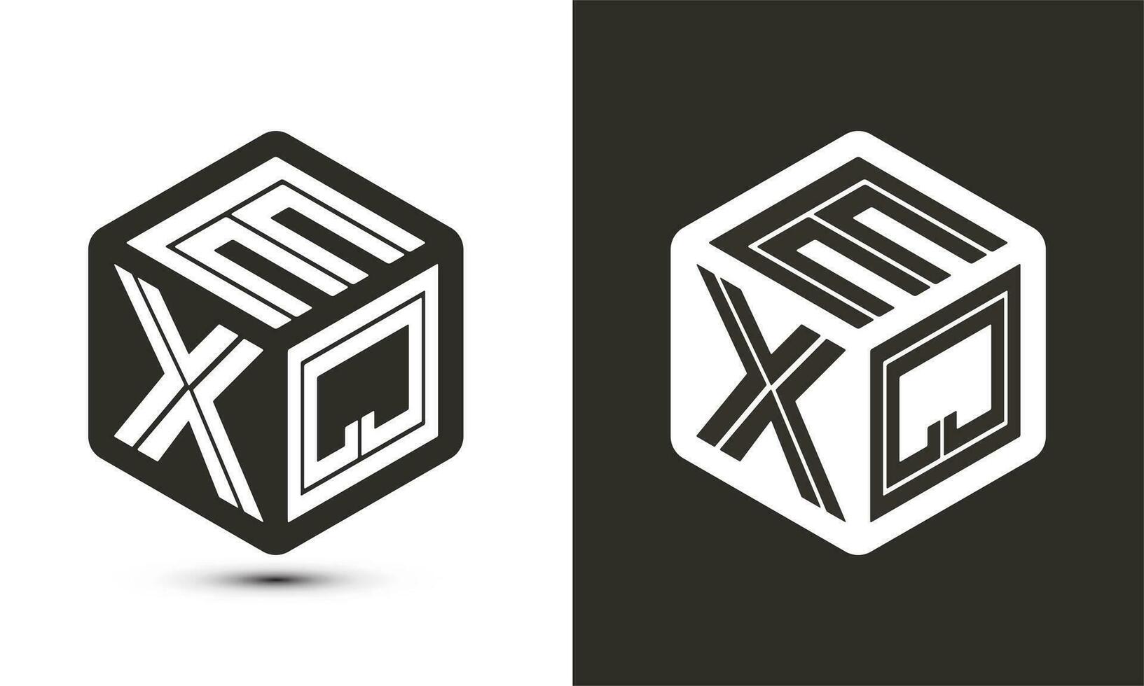 EXQ letter logo design with illustrator cube logo, vector logo modern alphabet font overlap style.