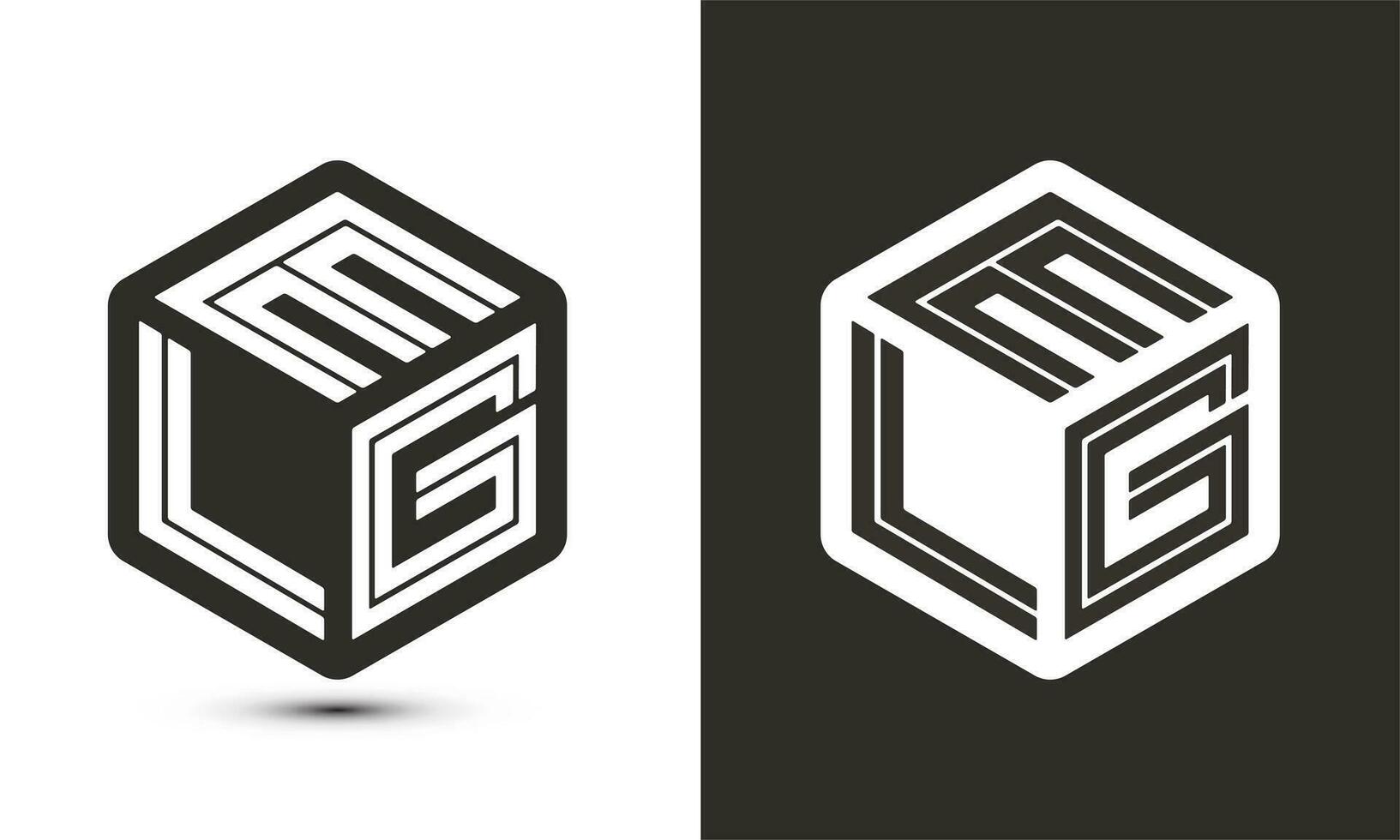 ELG letter logo design with illustrator cube logo, vector logo modern alphabet font overlap style.