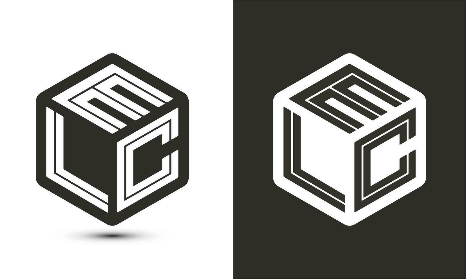 ELC letter logo design with illustrator cube logo, vector logo modern alphabet font overlap style.