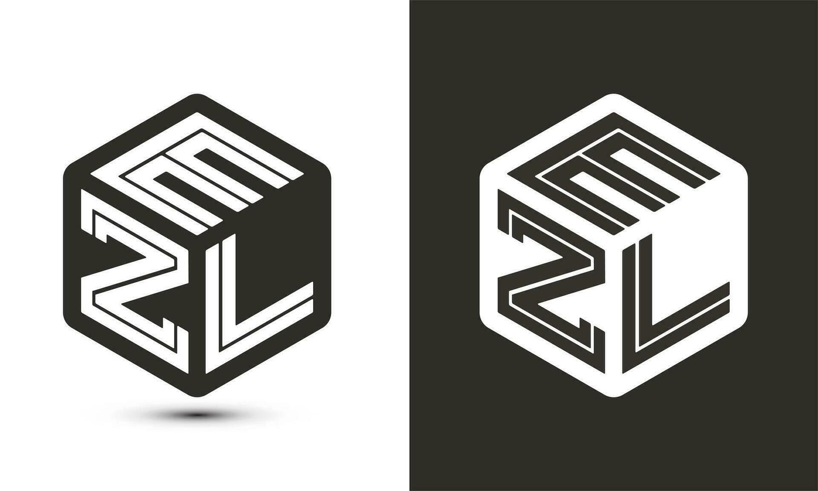 EZL letter logo design with illustrator cube logo, vector logo modern alphabet font overlap style.