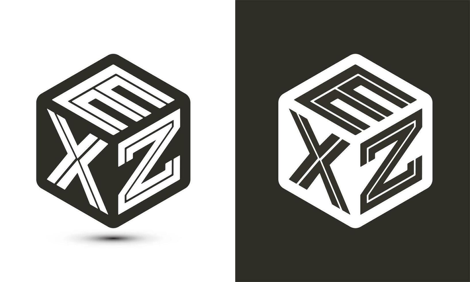 Exz letra logo diseño con ilustrador cubo logo, vector logo moderno alfabeto fuente superposición estilo.