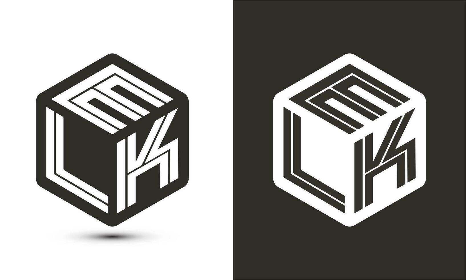 ELK letter logo design with illustrator cube logo, vector logo modern alphabet font overlap style.