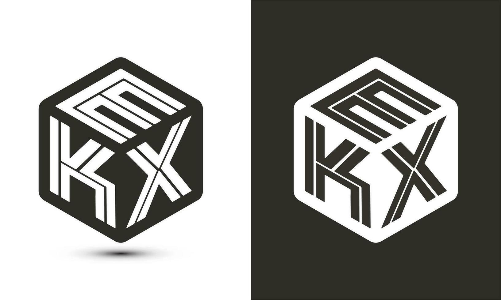 EKX letter logo design with illustrator cube logo, vector logo modern alphabet font overlap style.