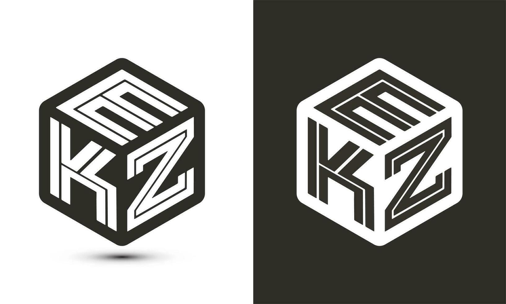 EKZ letter logo design with illustrator cube logo, vector logo modern alphabet font overlap style.