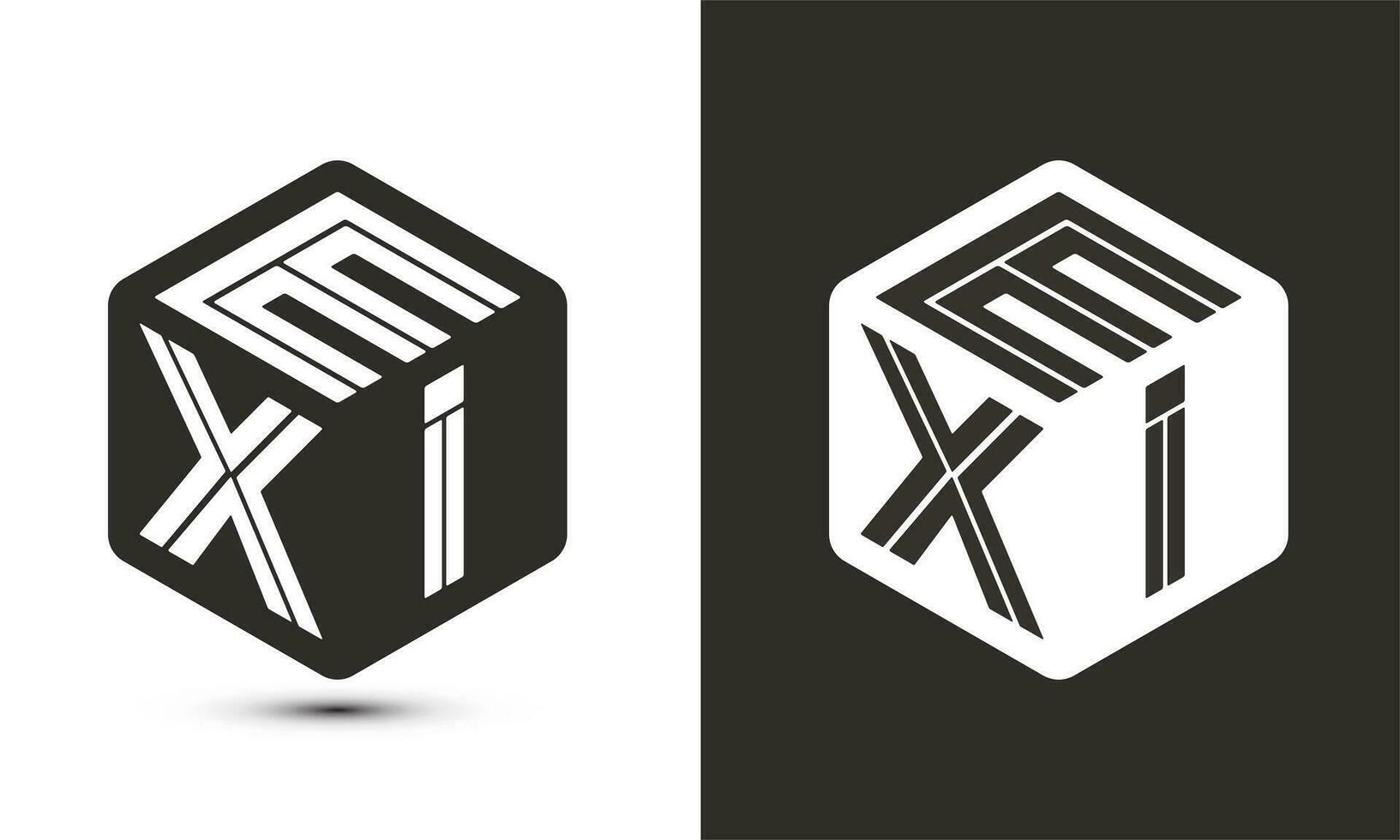 EXI letter logo design with illustrator cube logo, vector logo modern alphabet font overlap style.