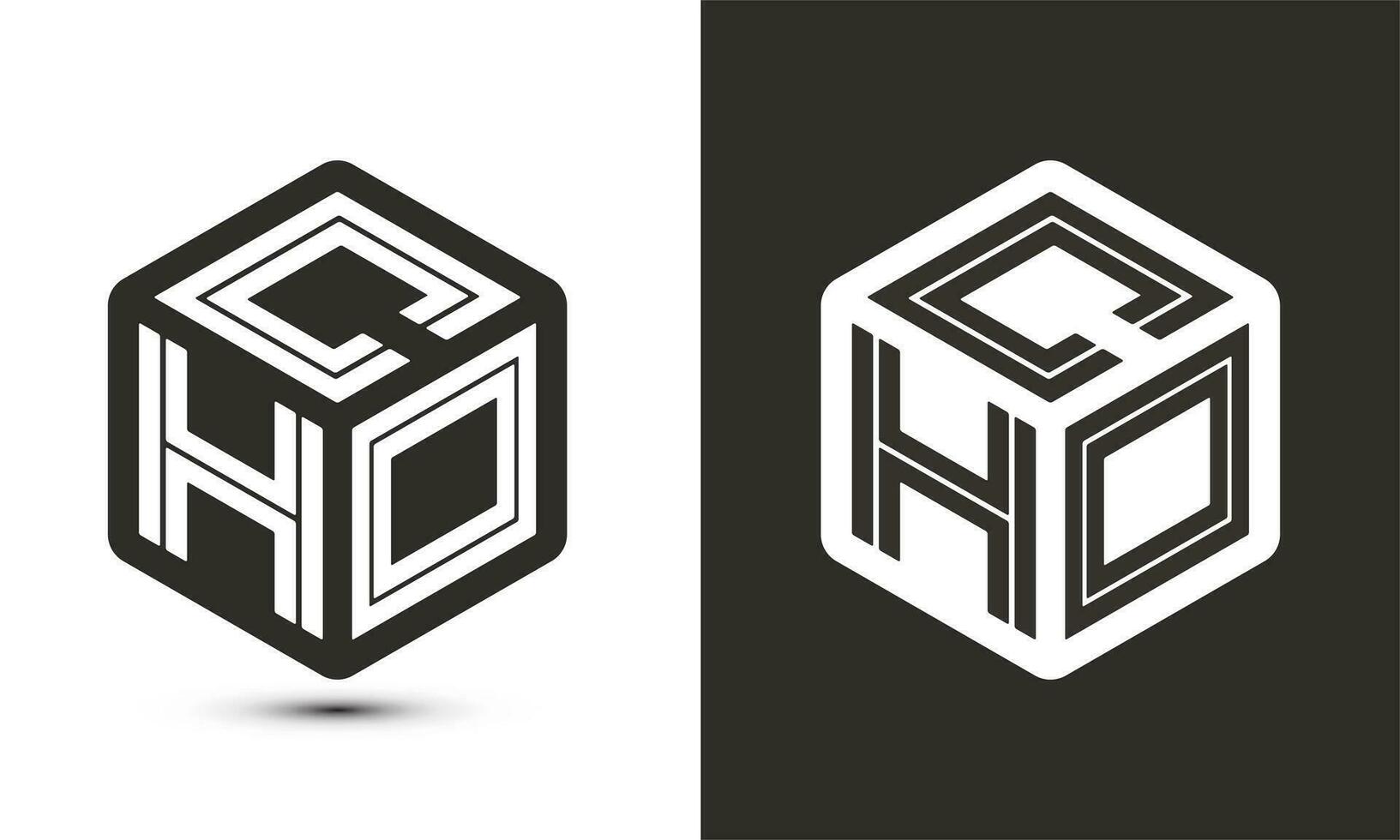 CHO letter logo design with illustrator cube logo, vector logo modern alphabet font overlap style.
