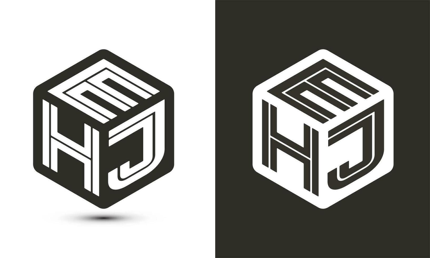 EHJ letter logo design with illustrator cube logo, vector logo modern alphabet font overlap style.