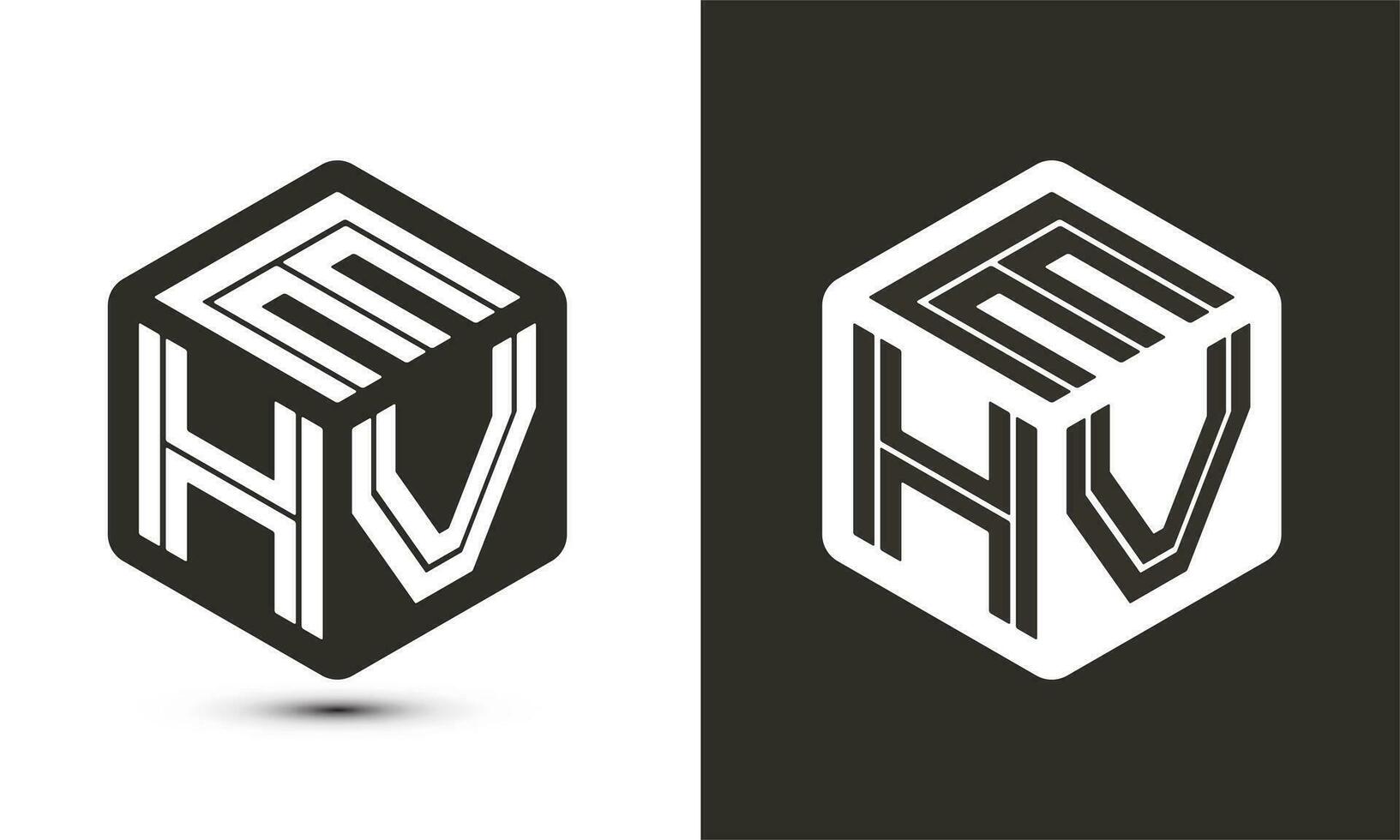 EHV letter logo design with illustrator cube logo, vector logo modern alphabet font overlap style.