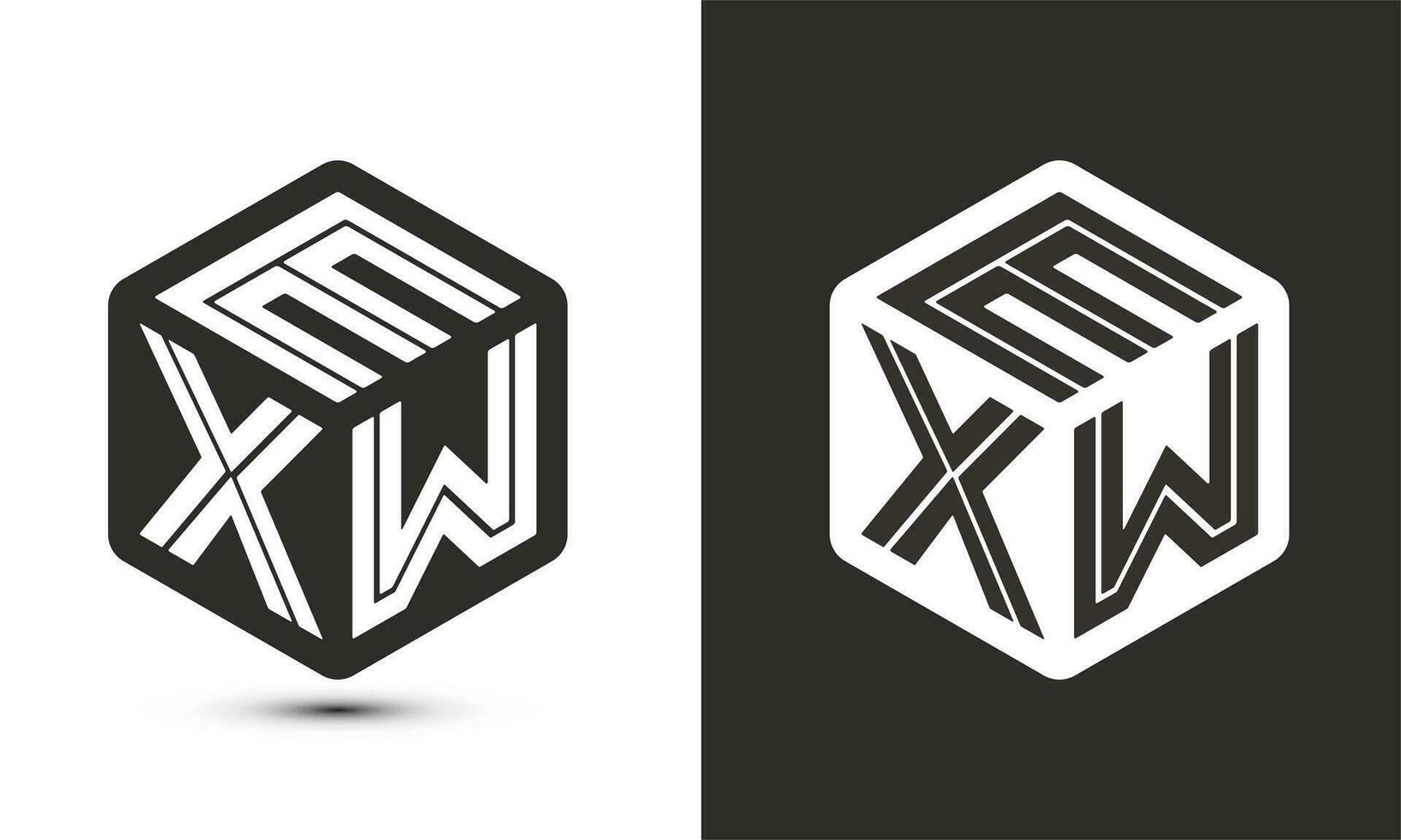 EXW letter logo design with illustrator cube logo, vector logo modern alphabet font overlap style.