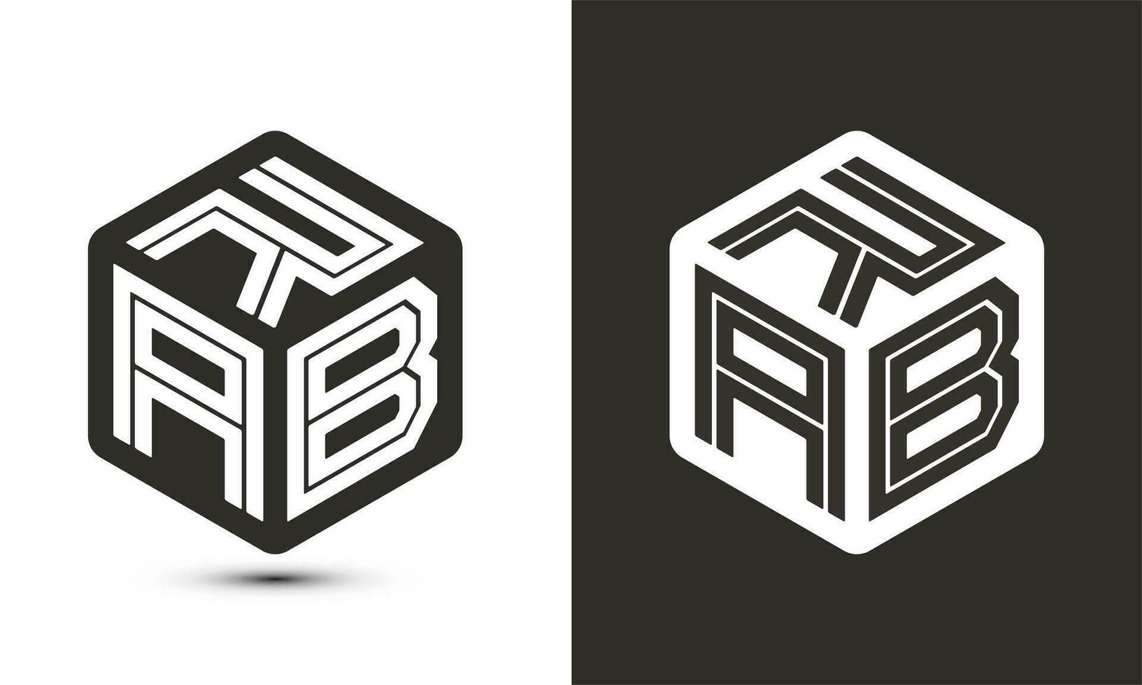 RAB letter logo design with illustrator cube logo, vector logo modern alphabet font overlap style.
