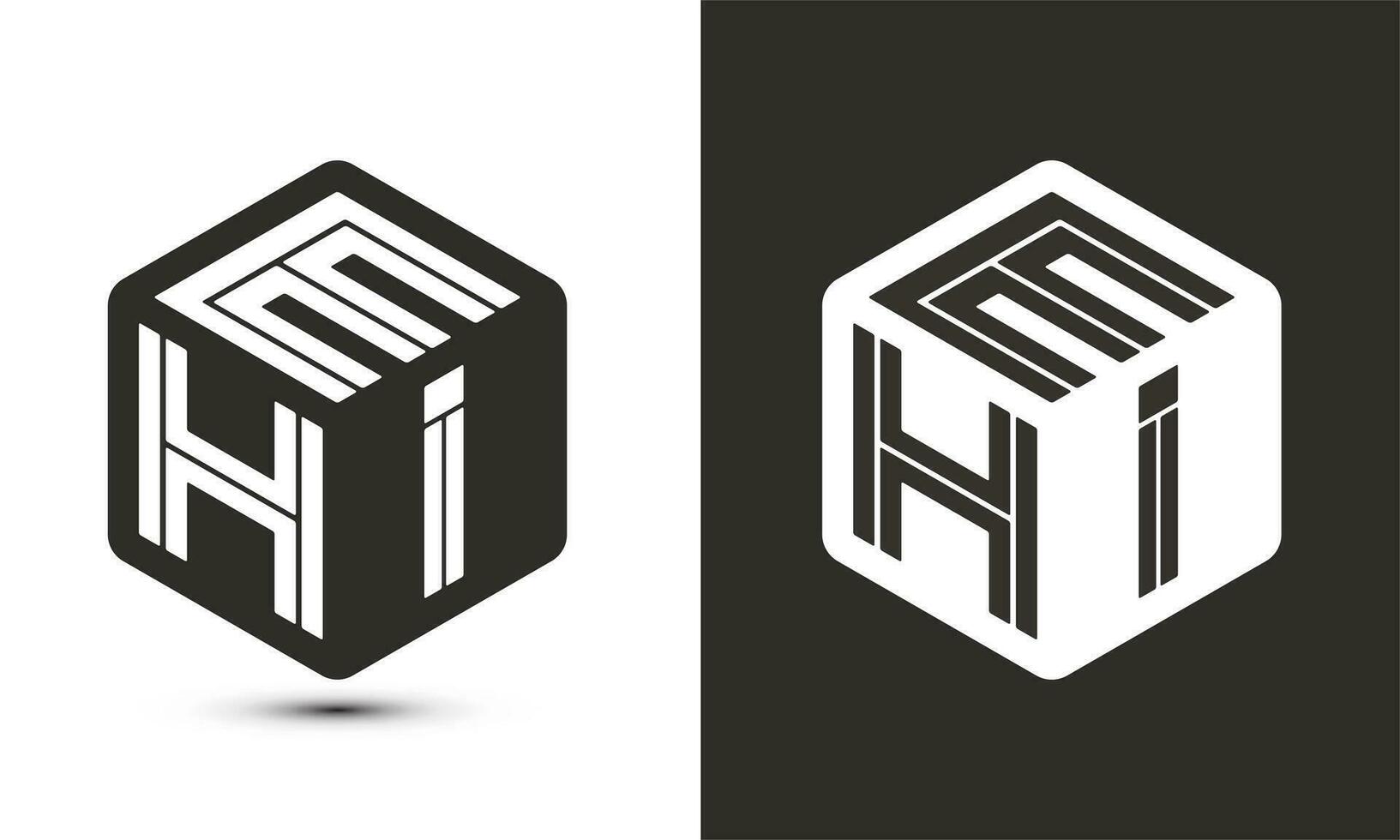 EHI letter logo design with illustrator cube logo, vector logo modern alphabet font overlap style.