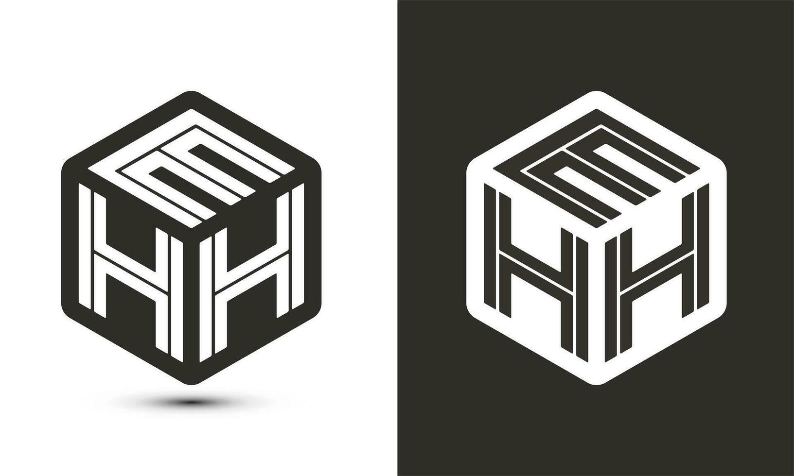 EHH letter logo design with illustrator cube logo, vector logo modern alphabet font overlap style.