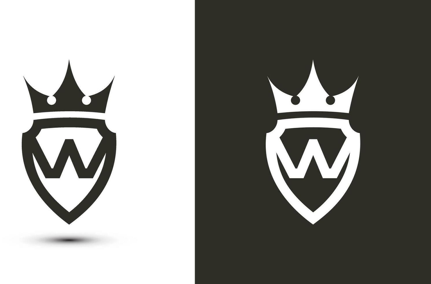 letter W initials signature logotype. Elegant logo icon vector design. Luxury shield crown sign.