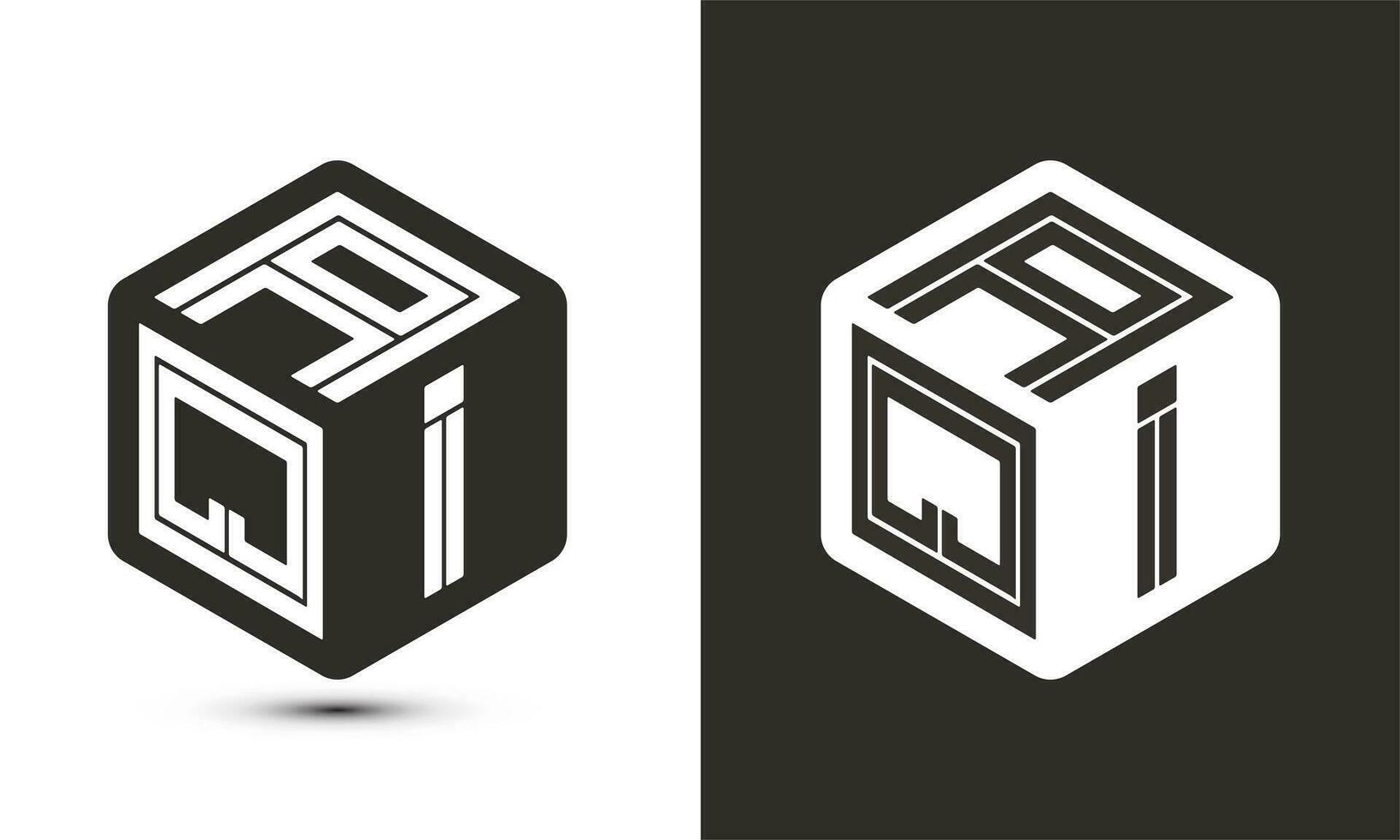 AQI letter logo design with illustrator cube logo, vector logo modern alphabet font overlap style.