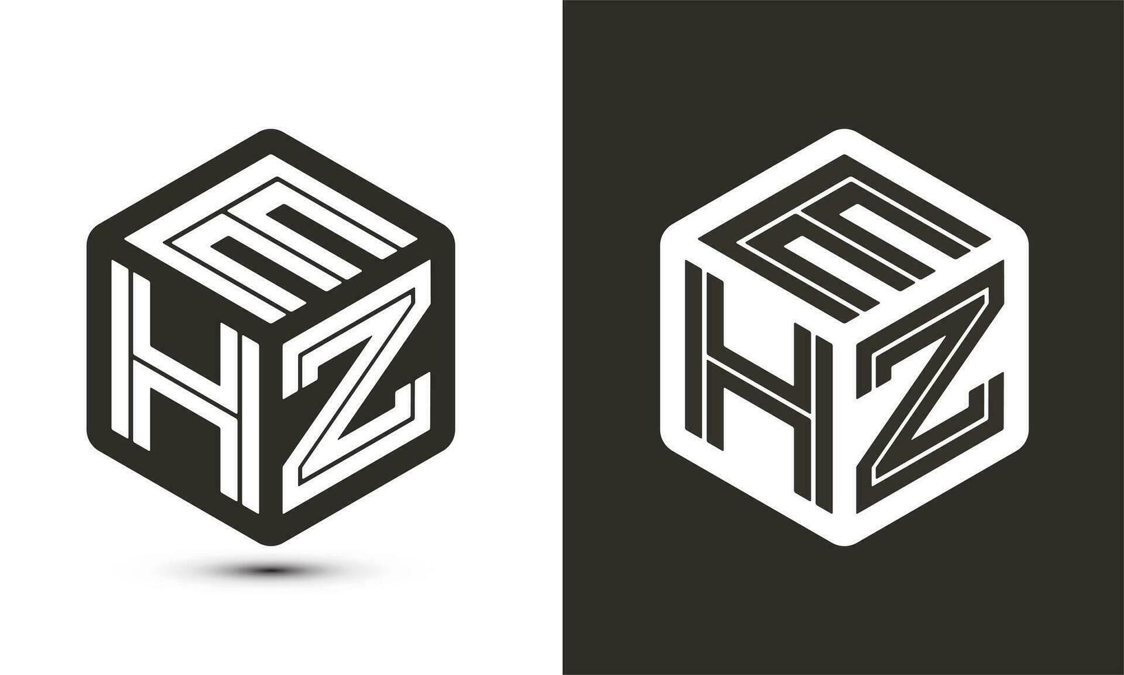 Ehz letra logo diseño con ilustrador cubo logo, vector logo moderno alfabeto fuente superposición estilo.