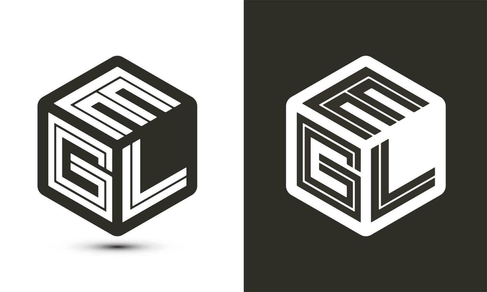 EGL letter logo design with illustrator cube logo, vector logo modern alphabet font overlap style.