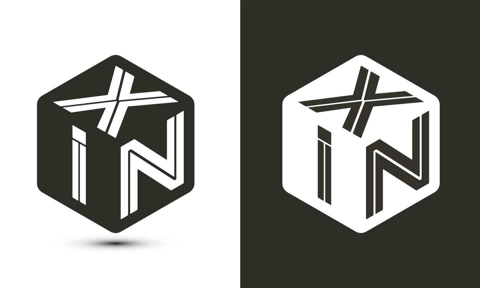 XIN letter logo design with illustrator cube logo, vector logo modern alphabet font overlap style.