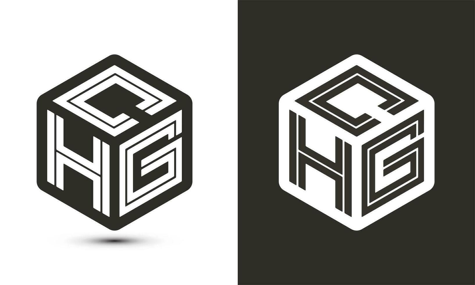 CHG letter logo design with illustrator cube logo, vector logo modern alphabet font overlap style.