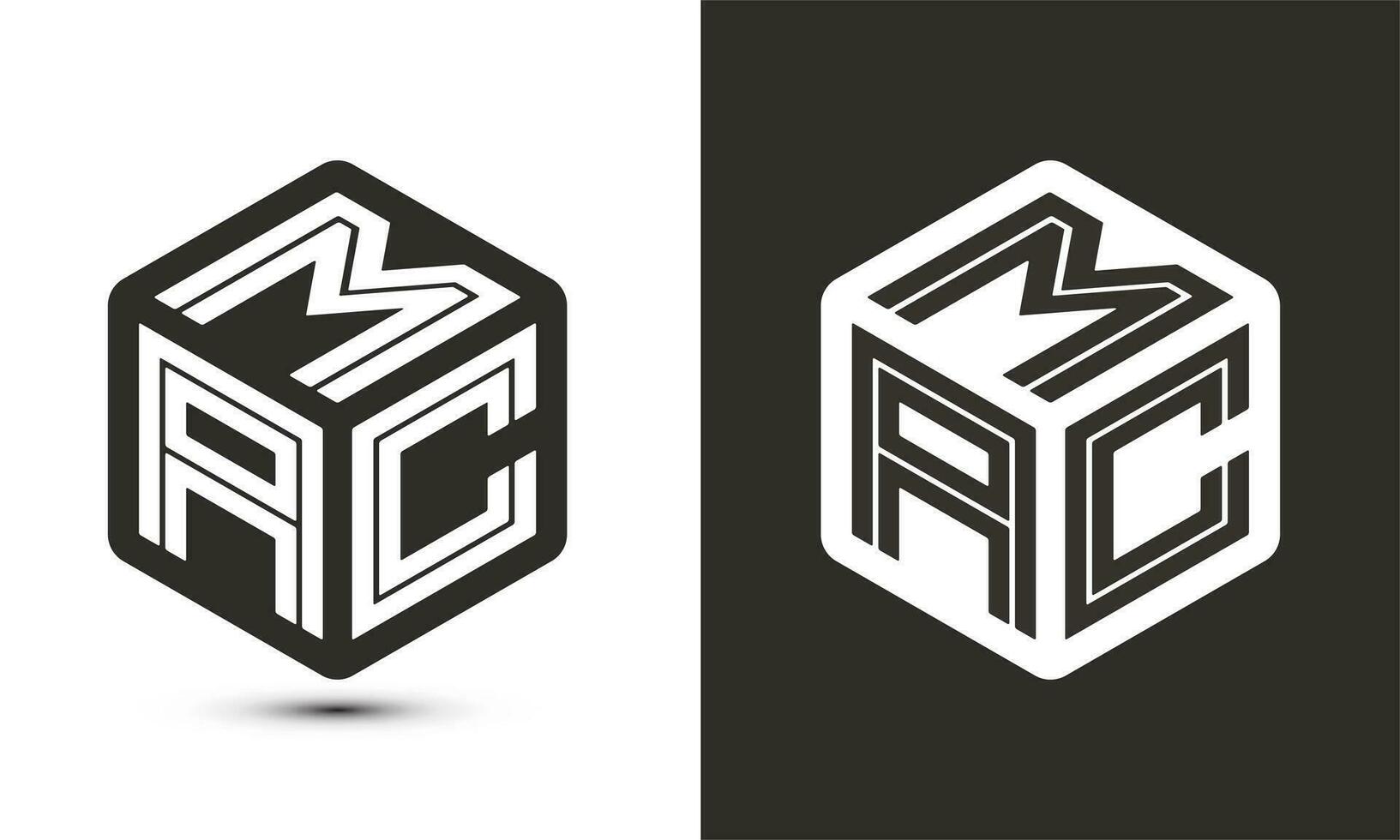 Mac letra logo diseño con ilustrador cubo logo, vector logo moderno alfabeto fuente superposición estilo.