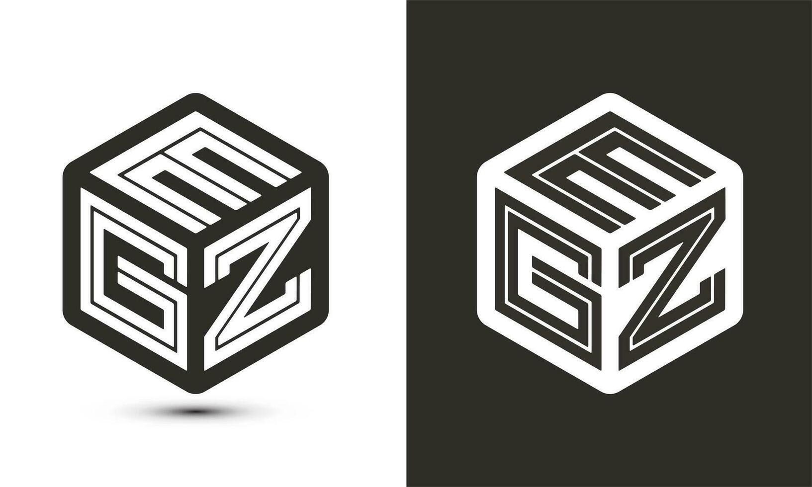 EGZ letter logo design with illustrator cube logo, vector logo modern alphabet font overlap style.