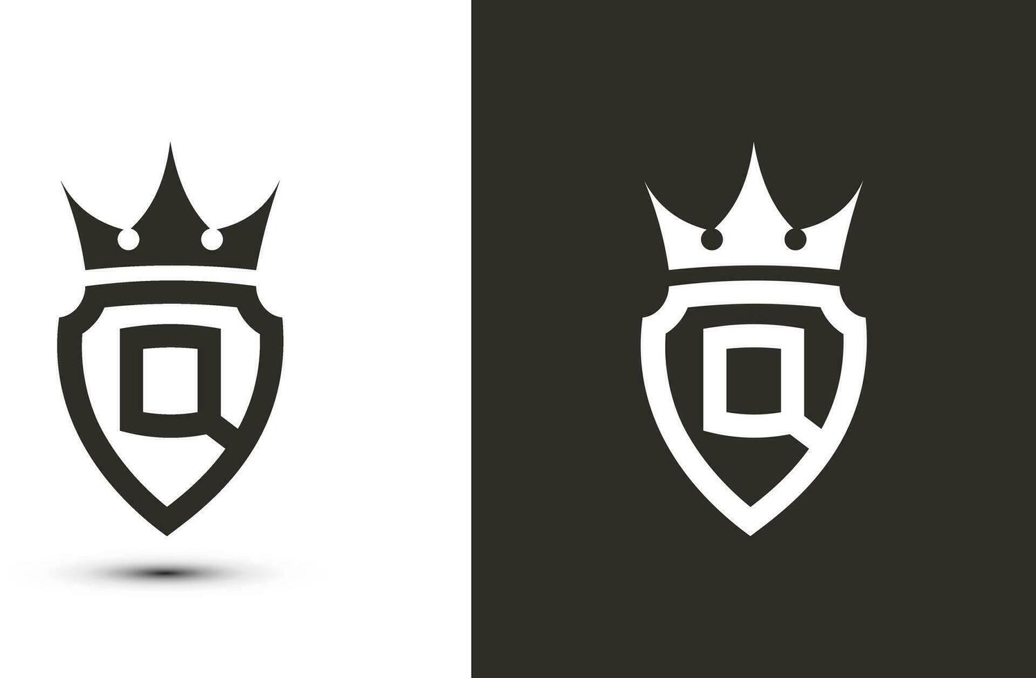 letter Q initials signature logotype. Elegant logo icon vector design. Luxury shield crown sign.