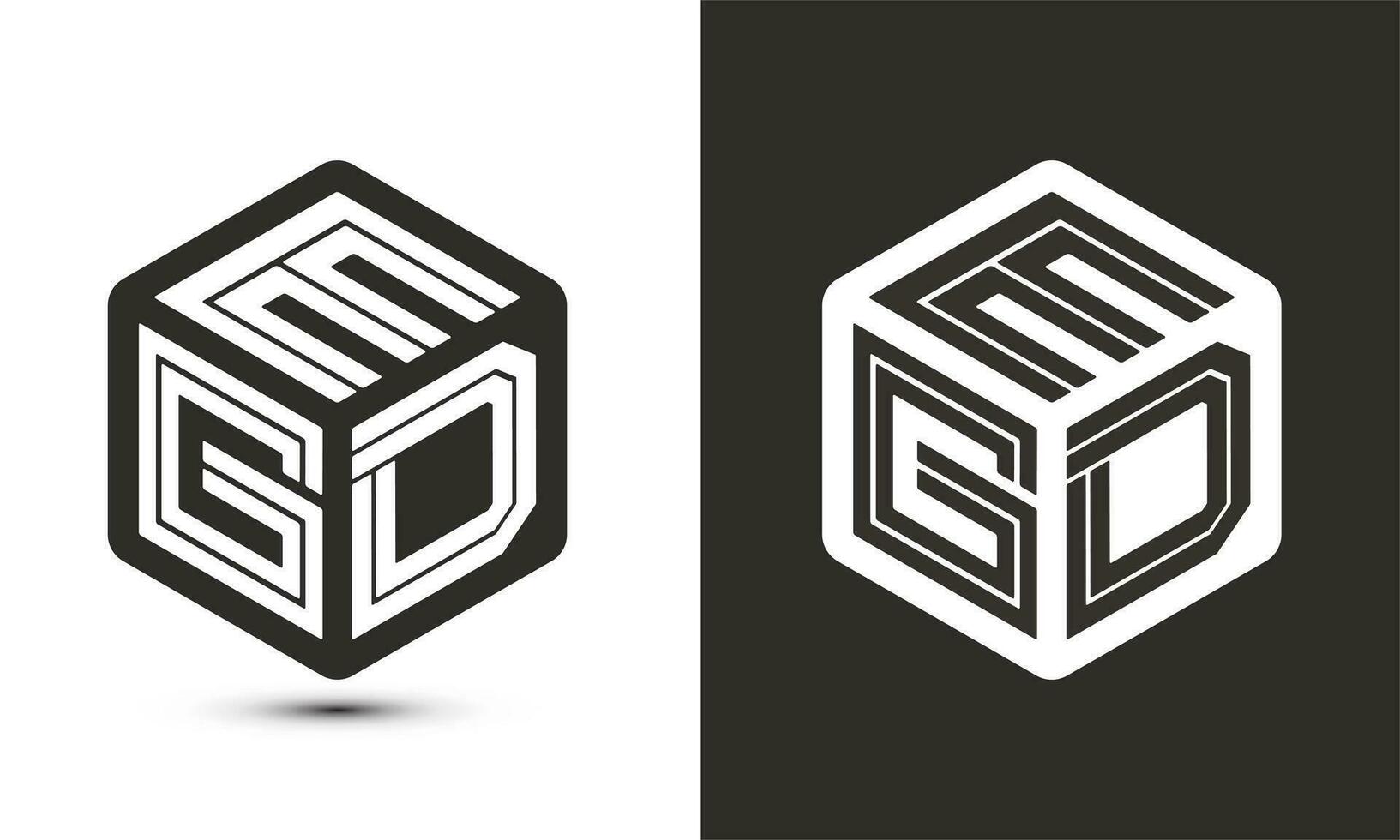 EGD letter logo design with illustrator cube logo, vector logo modern alphabet font overlap style.