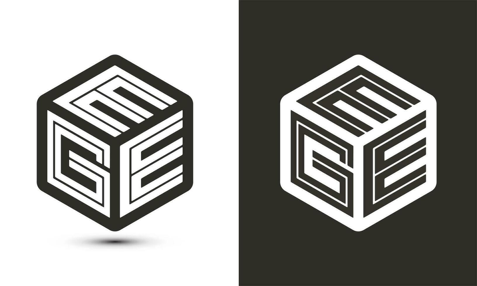 EGE letter logo design with illustrator cube logo, vector logo modern alphabet font overlap style.