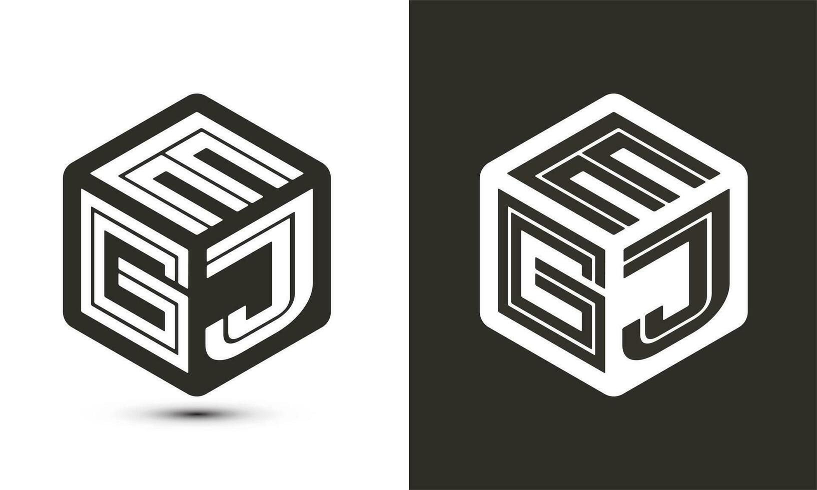 EGJ letter logo design with illustrator cube logo, vector logo modern alphabet font overlap style.