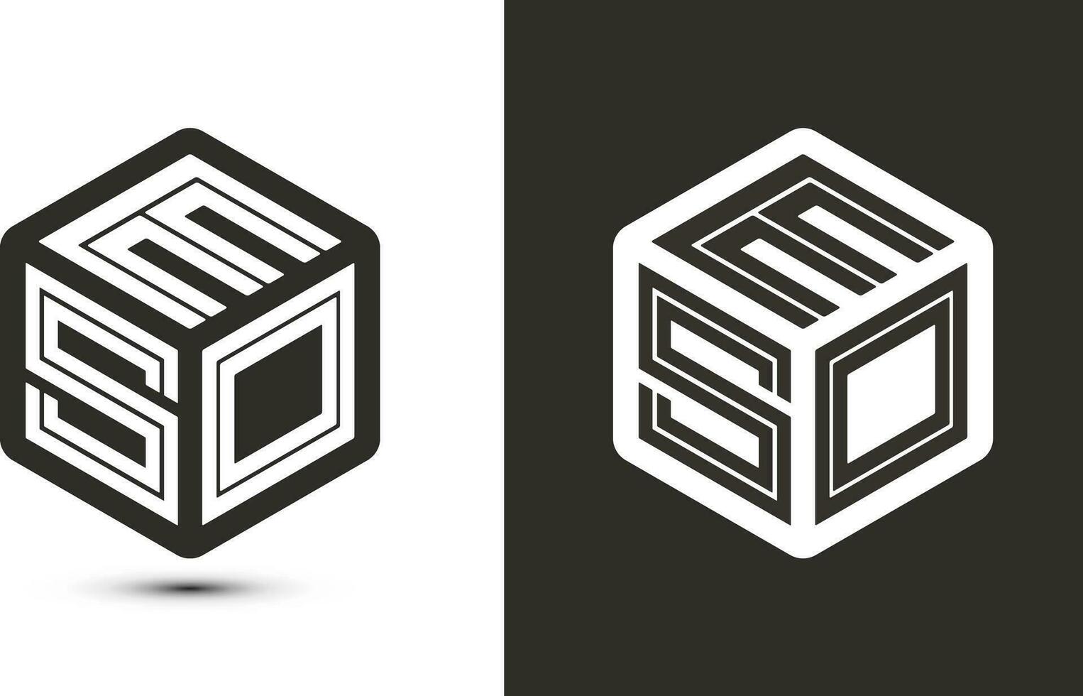 ESO letter logo design with illustrator cube logo, vector logo modern alphabet font overlap style.