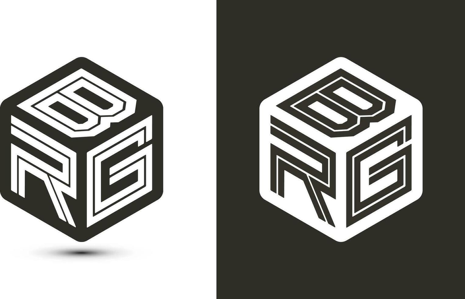 BRG letter logo design with illustrator cube logo, vector logo modern alphabet font overlap style.