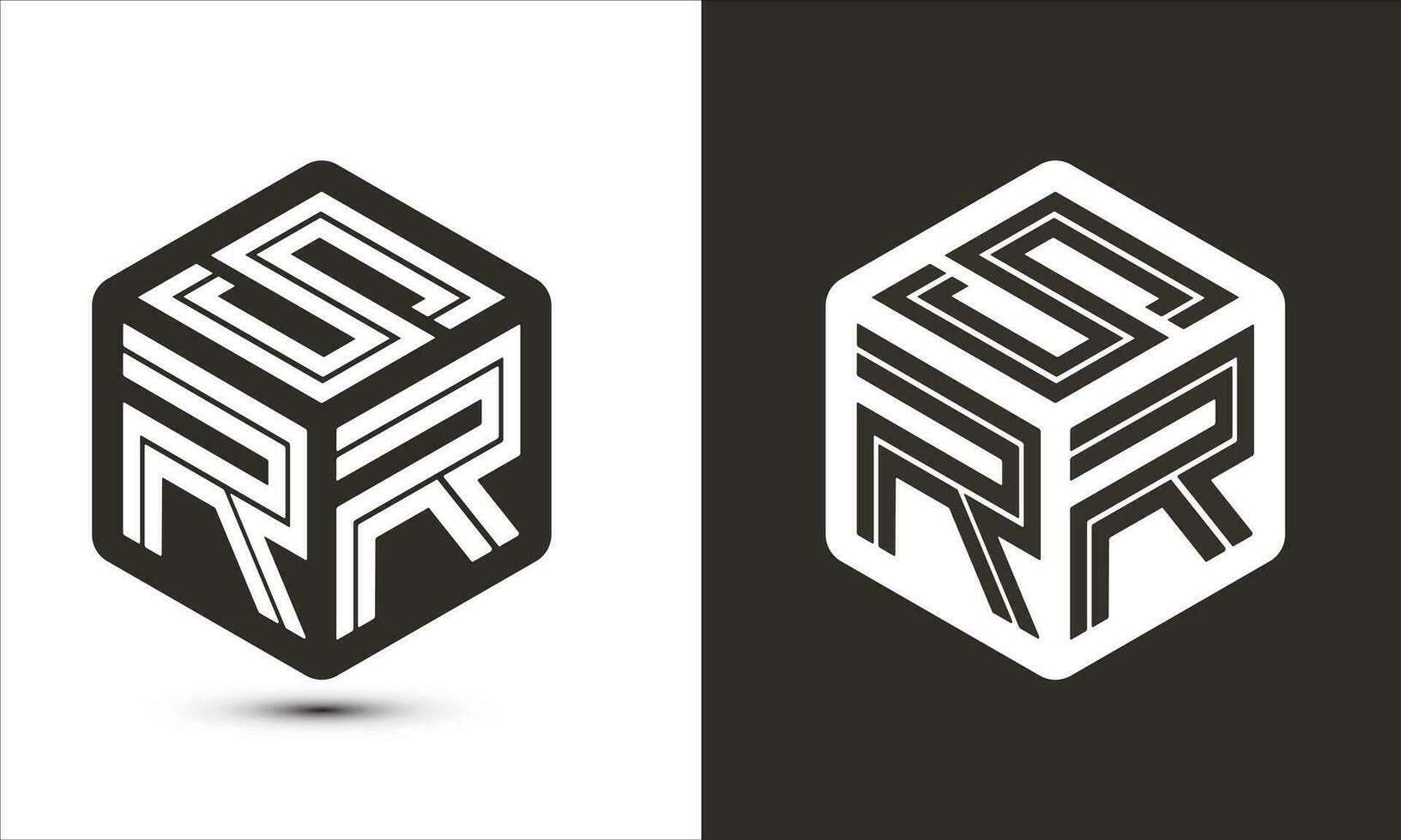 SRR letter logo design with illustrator cube logo, vector logo modern alphabet font overlap style.