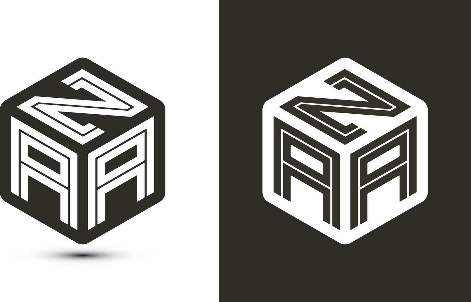 ZAF letter logo design with illustrator cube logo, vector logo modern alphabet font overlap style.