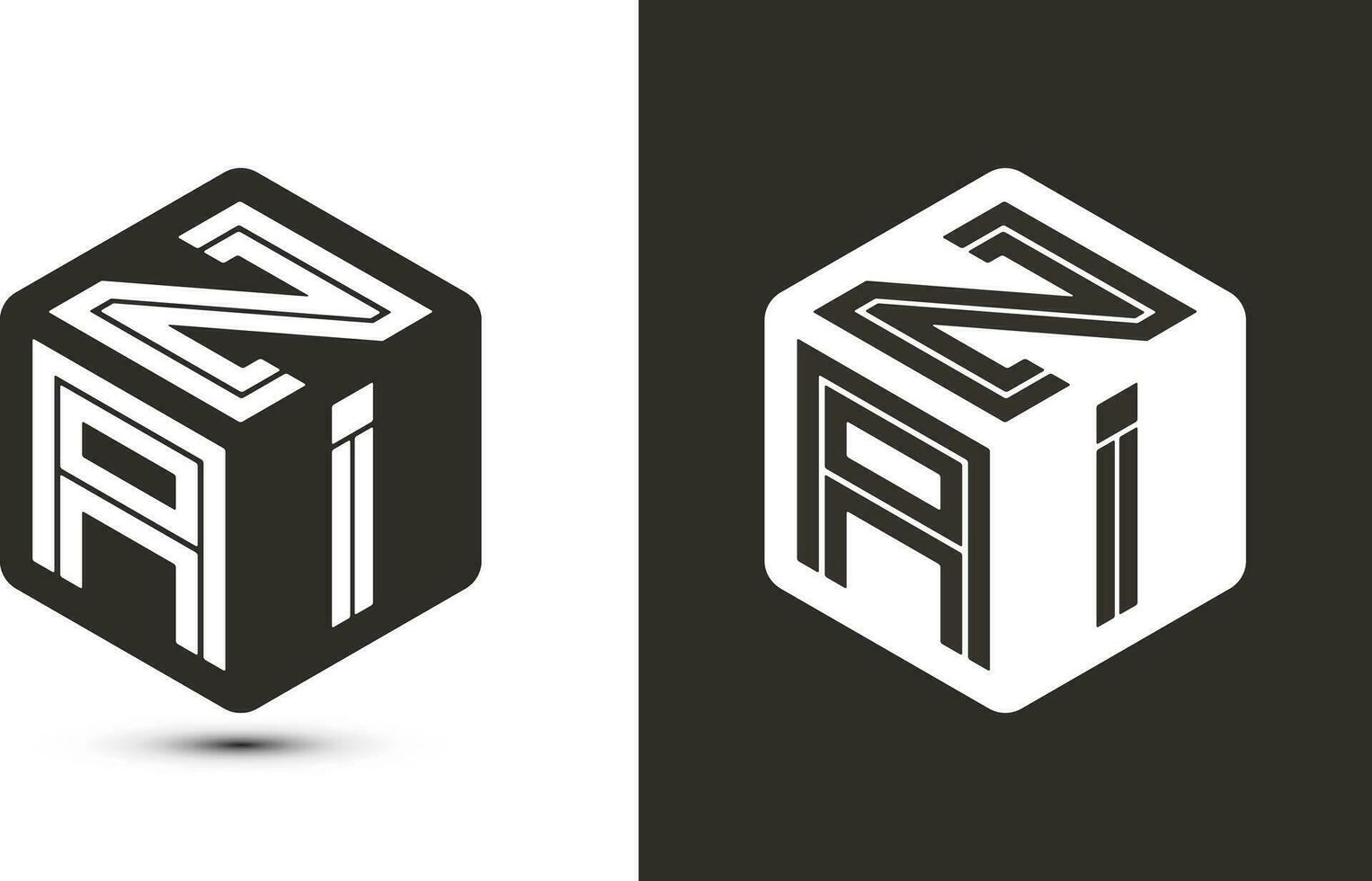 ZAI letter logo design with illustrator cube logo, vector logo modern alphabet font overlap style.