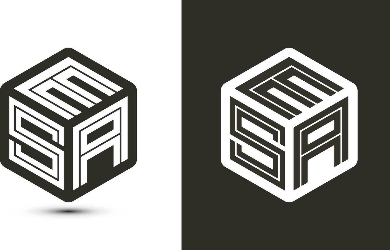 ESA letter logo design with illustrator cube logo, vector logo modern alphabet font overlap style.