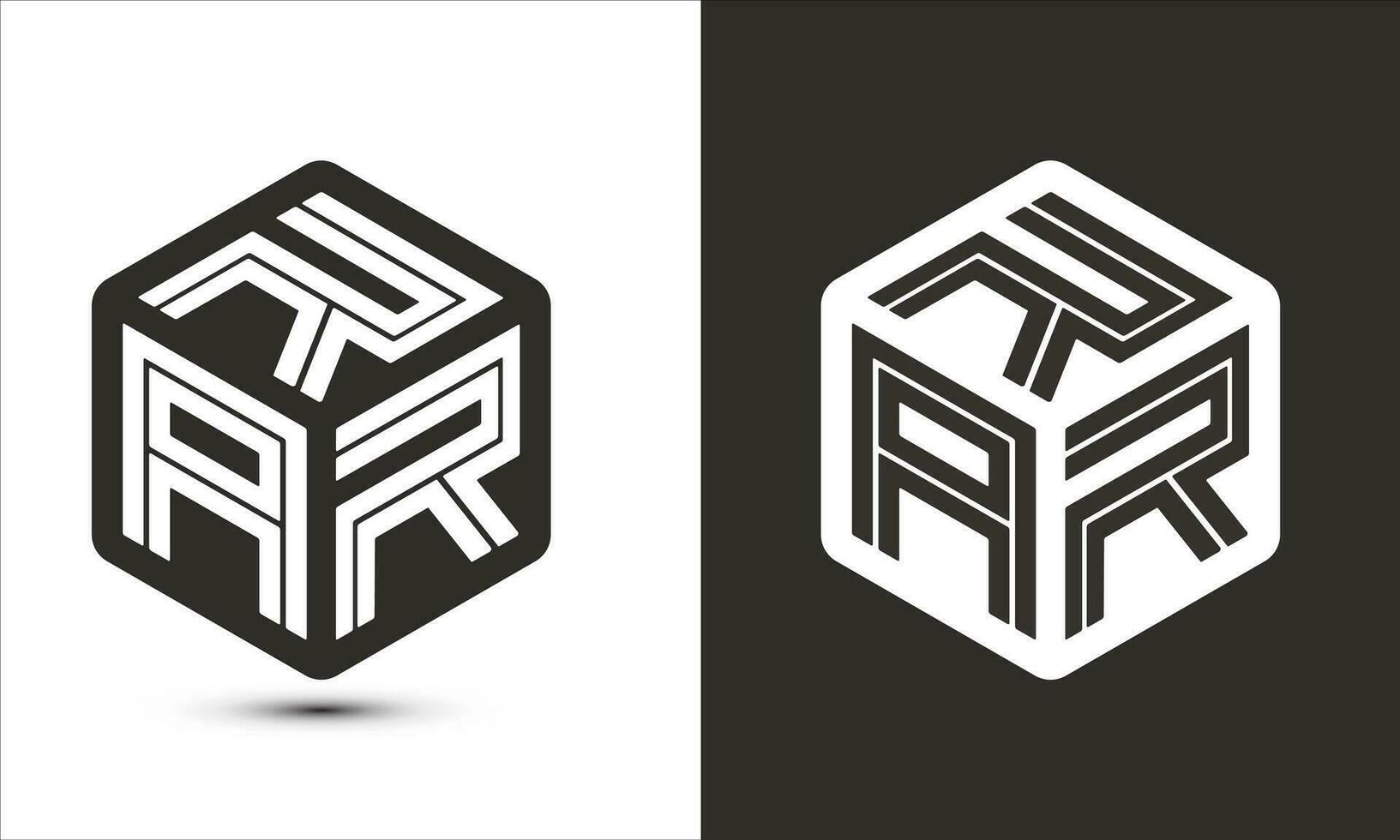 RAR letter logo design with illustrator cube logo, vector logo modern alphabet font overlap style.