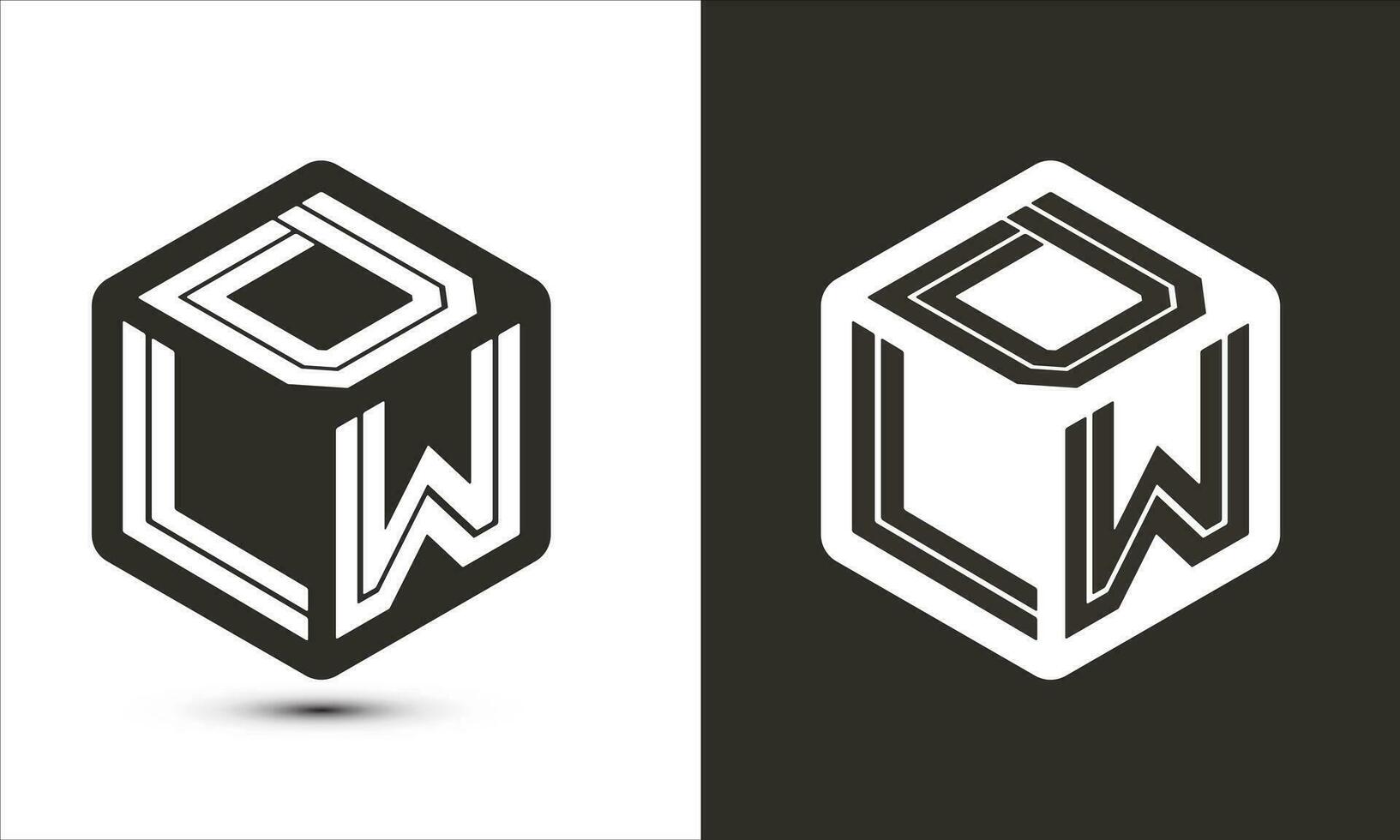 DLW letter logo design with illustrator cube logo, vector logo modern alphabet font overlap style.