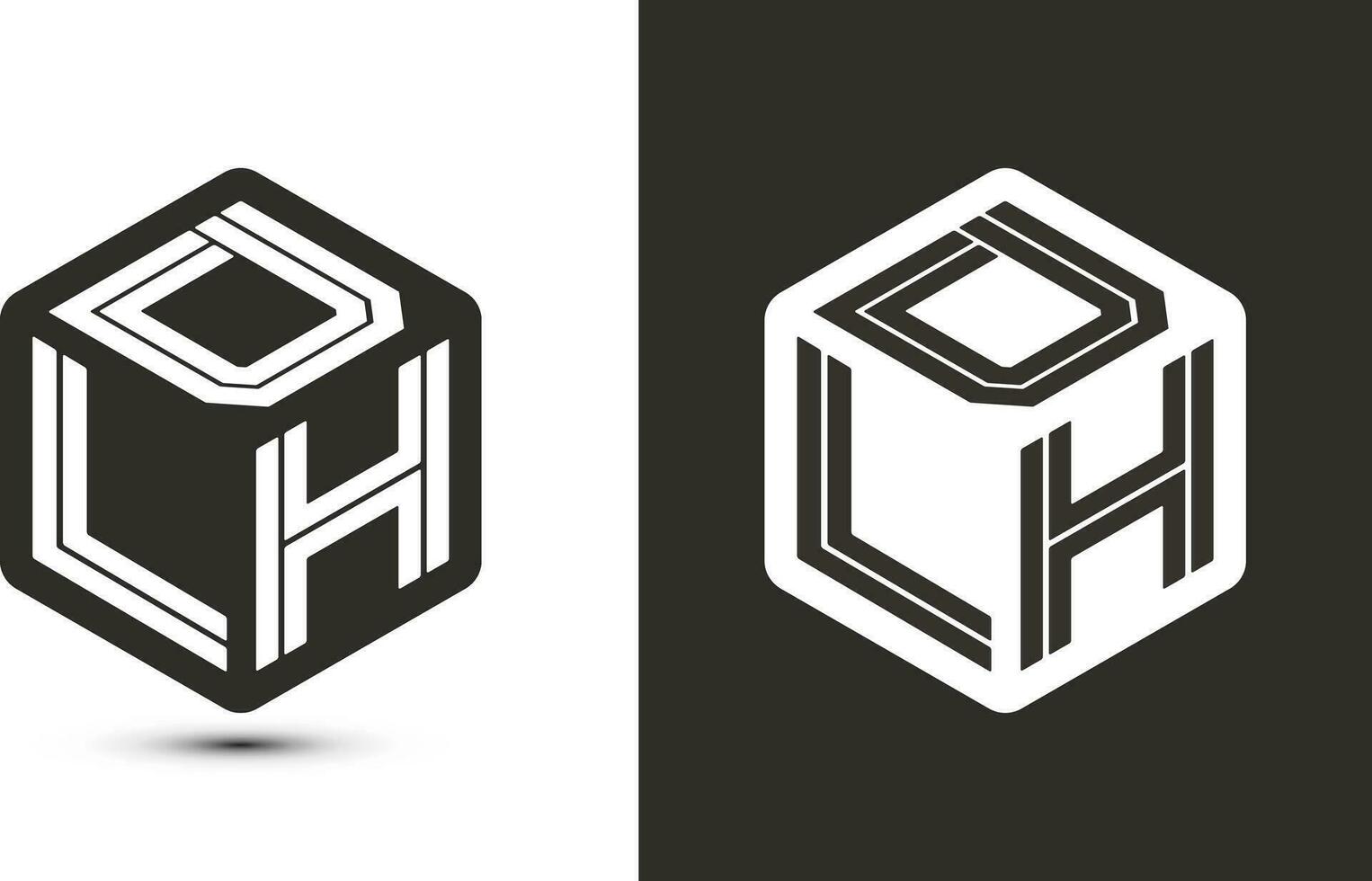 dhl letra logo diseño con ilustrador cubo logo, vector logo moderno alfabeto fuente superposición estilo.