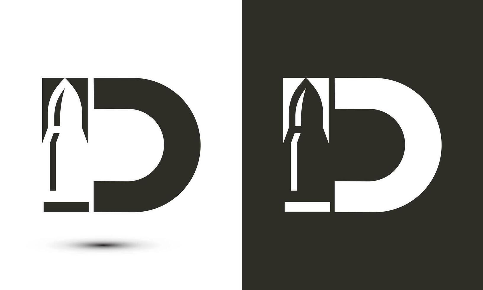 Modern illustration logo design initial D combine with bullet shot. vector