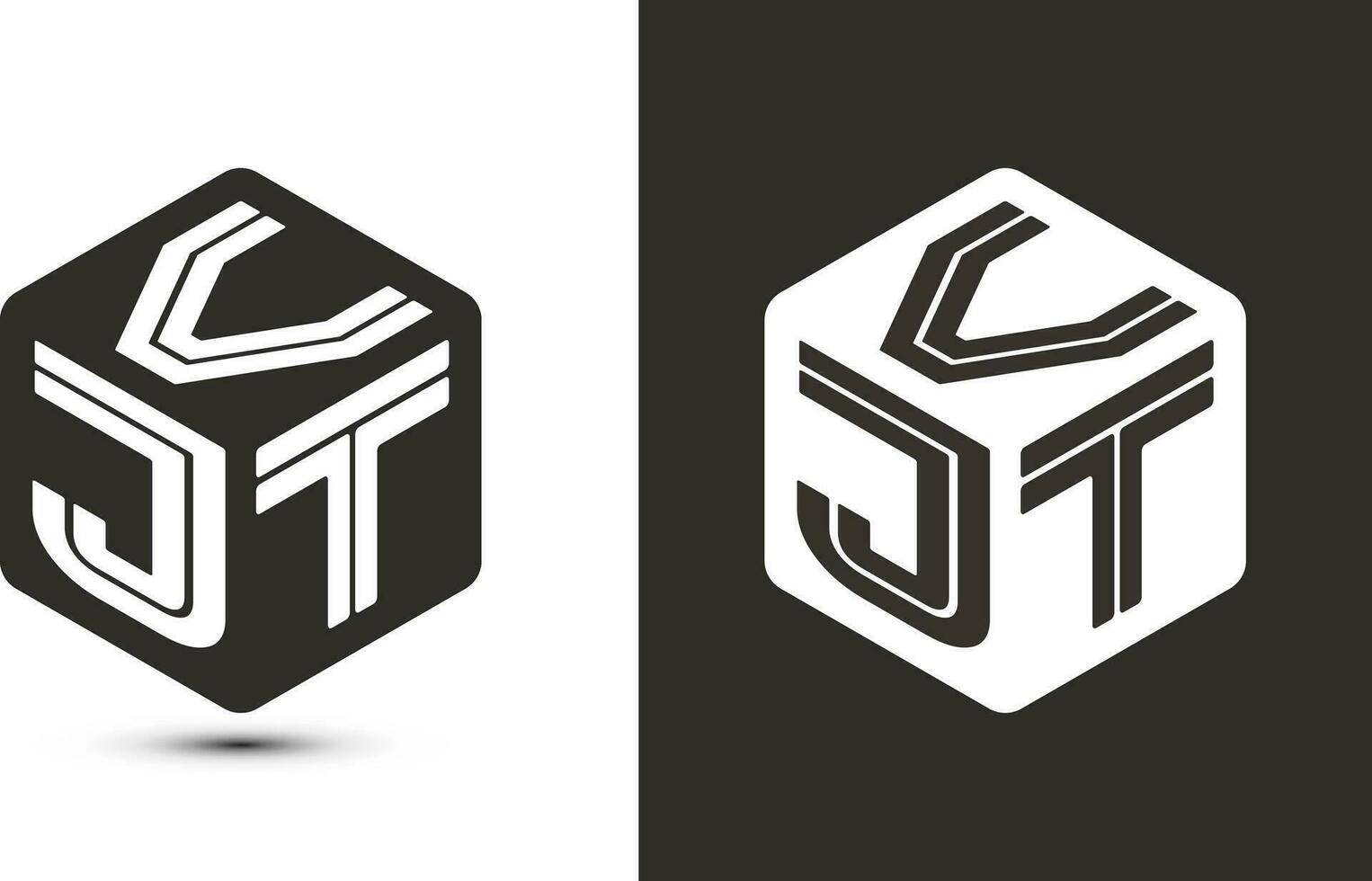 vjt letra logo diseño con ilustrador cubo logo, vector logo moderno alfabeto fuente superposición estilo.