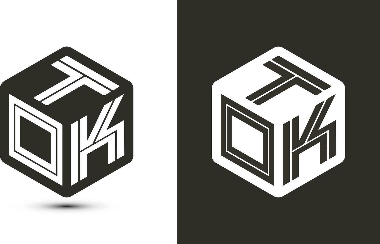 tok letra logo diseño con ilustrador cubo logo, vector logo moderno alfabeto fuente superposición estilo.
