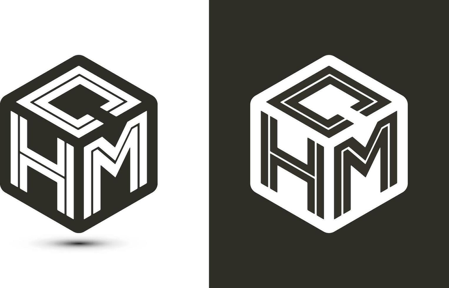 chm letra logo diseño con ilustrador cubo logo, vector logo moderno alfabeto fuente superposición estilo.