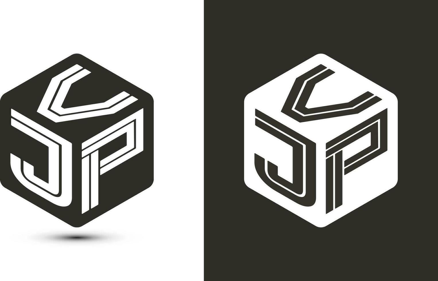 VJF letter logo design with illustrator cube logo, vector logo modern alphabet font overlap style.