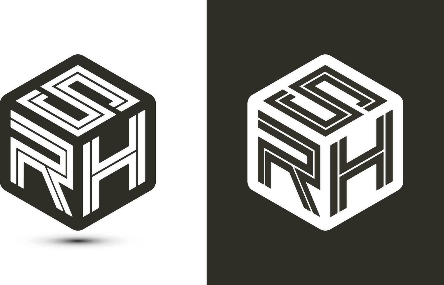 SRH letter logo design with illustrator cube logo, vector logo modern alphabet font overlap style.