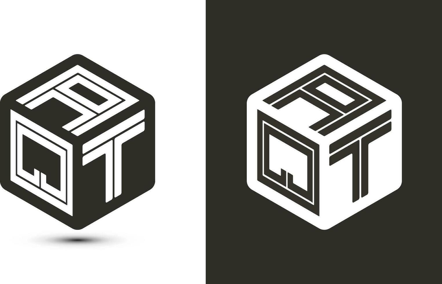 AQT letter logo design with illustrator cube logo, vector logo modern alphabet font overlap style.