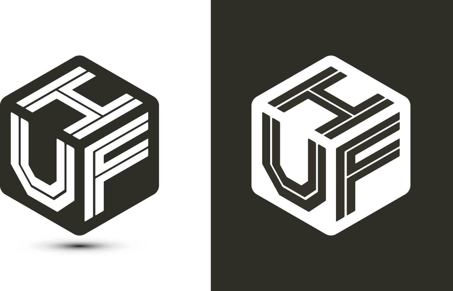 huf letra logo diseño con ilustrador cubo logo, vector logo moderno alfabeto fuente superposición estilo.