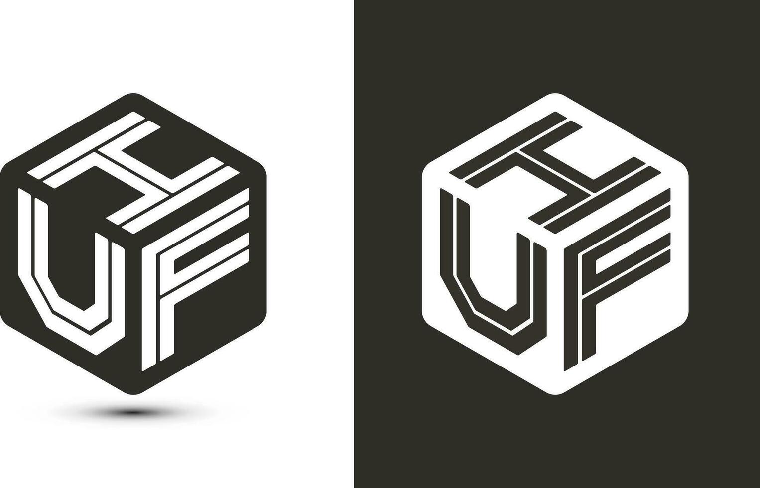 HUF letter logo design with illustrator cube logo, vector logo modern alphabet font overlap style.