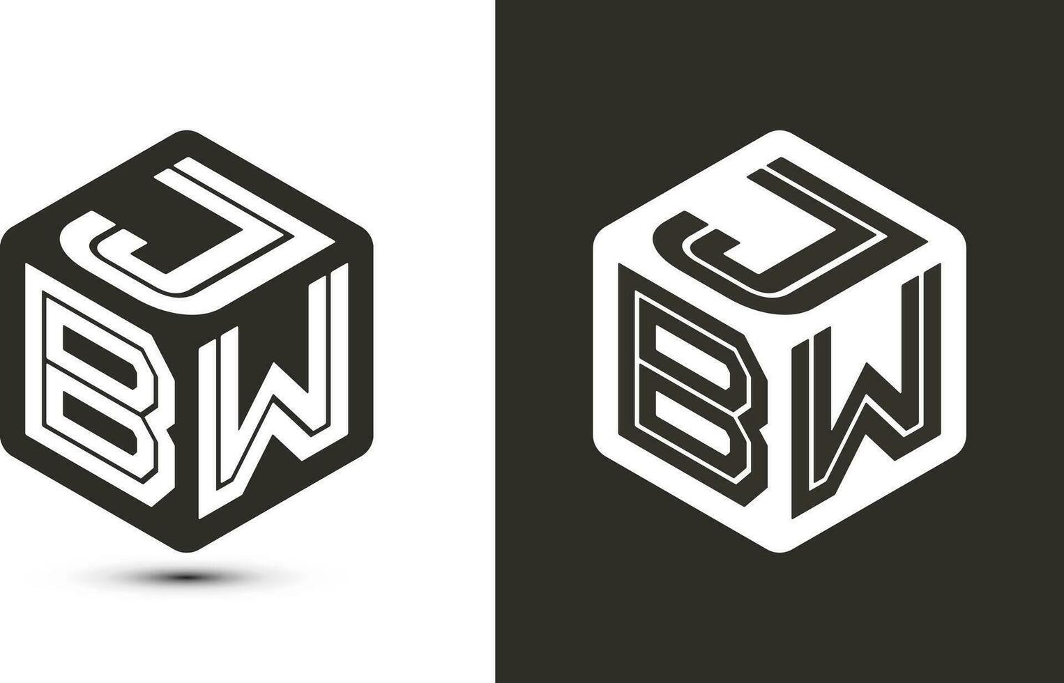 JBW letter logo design with illustrator cube logo, vector logo modern alphabet font overlap style.