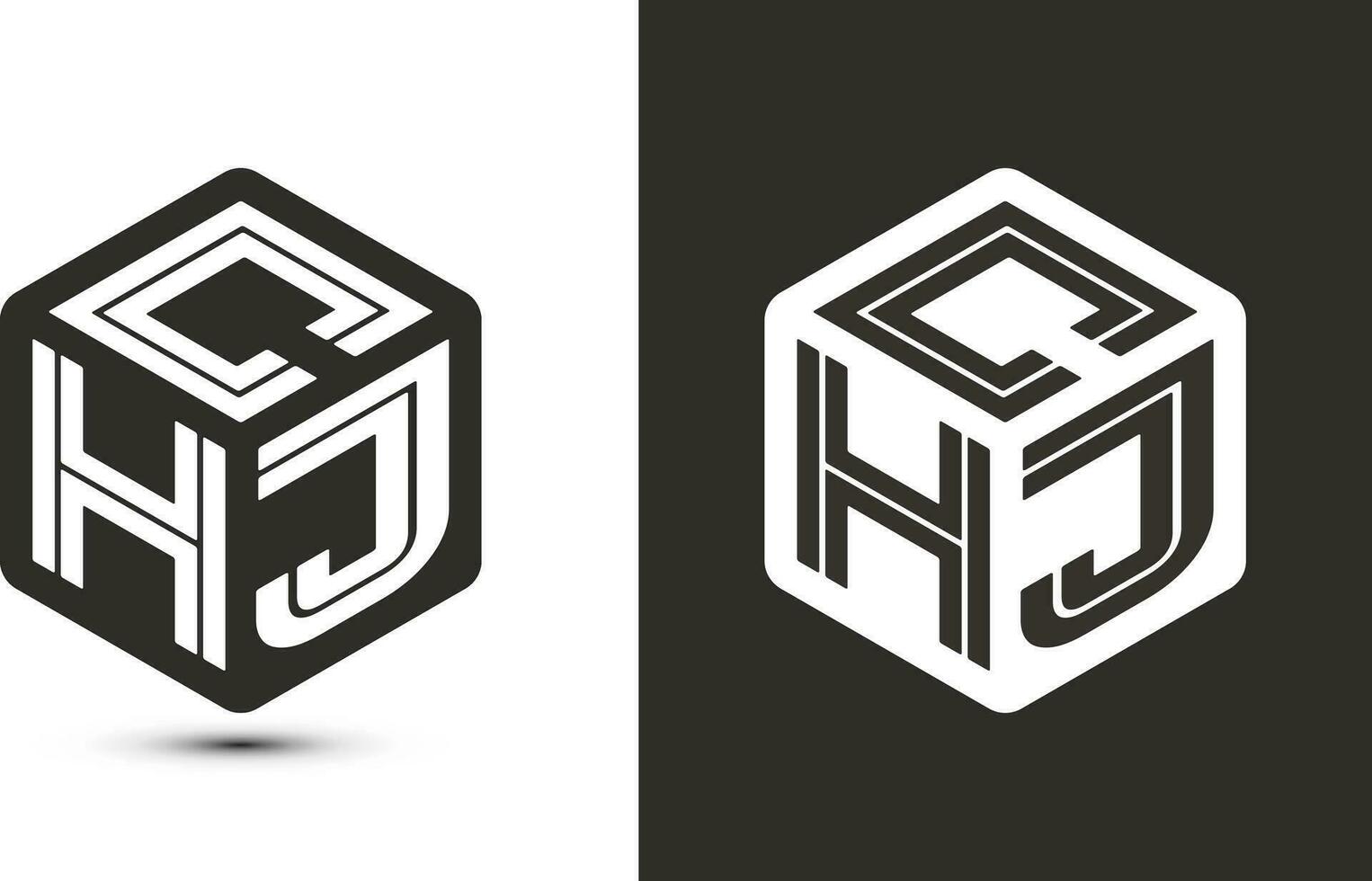 CHJ letter logo design with illustrator cube logo, vector logo modern alphabet font overlap style.