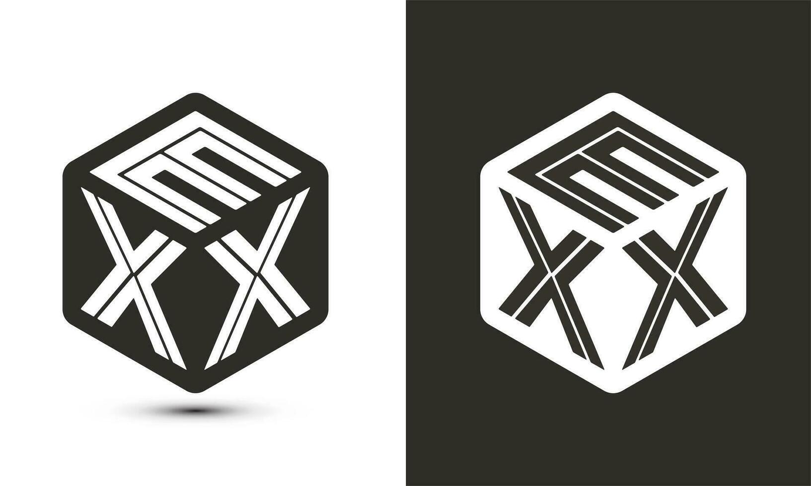 EXX letter logo design with illustrator cube logo, vector logo modern alphabet font overlap style.