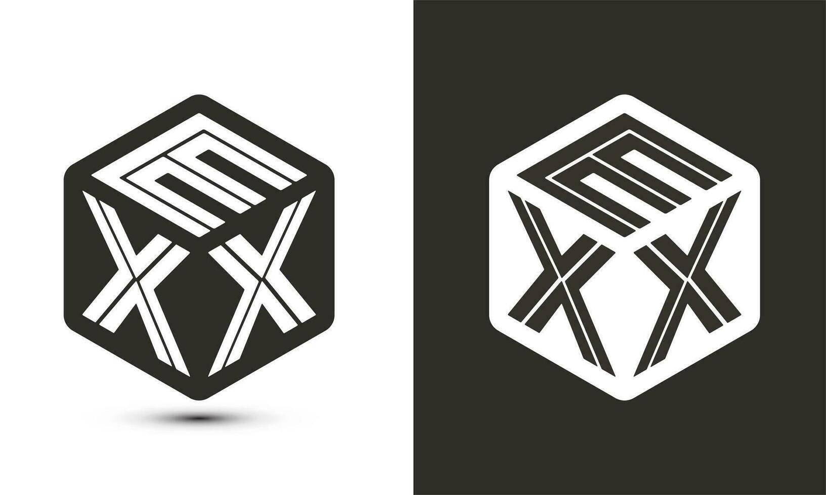 exx letra logo diseño con ilustrador cubo logo, vector logo moderno alfabeto fuente superposición estilo.